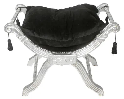 Produktbild von Casa Padrino Barock Sitzhocker - Kreuzhocker Schwarz / Silber - Möbel