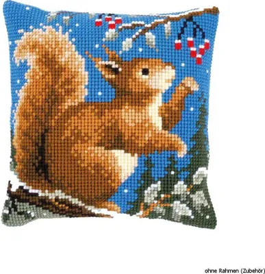 Produktbild von Vervaco Kreuzstich-Kissen-Set Eichhörnchen - Stickbild vorgezeichnet