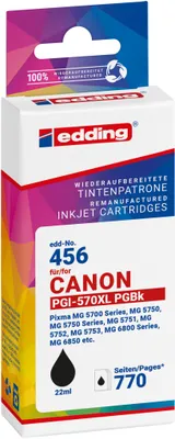 Produktbild von Edding EDD-456 Tintenpatrone, schwarz kompatibel zu Canon PG-570XL, Schwarz, 22 ml, 1 Stück(e), 770 Seiten, Einzelpackung