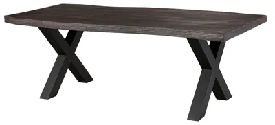 Produktbild von MASSIVMOEBEL24.DE Baumtisch Mango 200x100x77 grau lackiert / X-Beine anthrazit matt FREEFORM 5