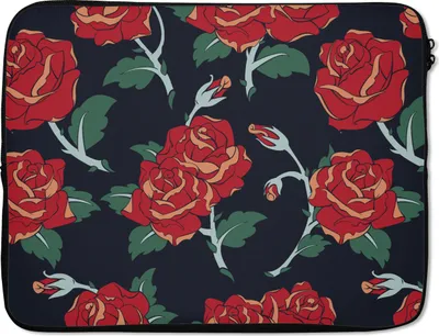 Produktbild von MuchoWow® Laptop Hülle 15 Zoll Rosen - Blume - Muster - Rot Laptoptasche - Laptoptasche - Sleeve - Rundum-Schutz