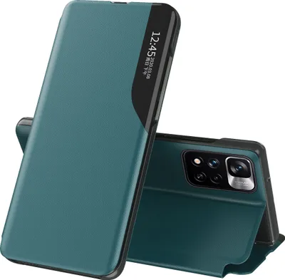 Image de Etui pour Xiaomi Redmi Note 11 Pro / Note 11 Pro+, étui en cuirPolyuréthaneavec fenêtre et fonction stand vert