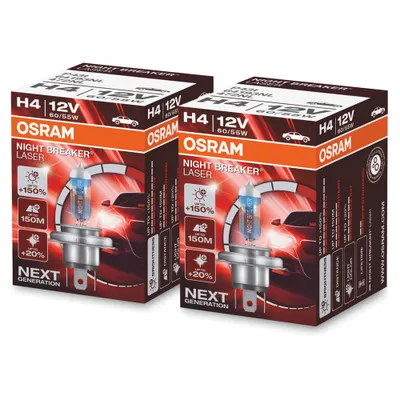 Produktbild von 2 Stück OSRAM NIGHT BREAKER LASER +150% Next Generation Lampen Birnen für Scheinwerfer / Fassung H4