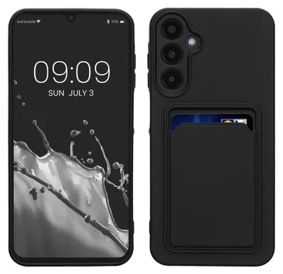 Produktbild von kwmobile Handyhülle für Samsung Galaxy A25 Hülle mit Kartenfach - TPU Case - Kabelloses Laden - Schutzhülle Cover in Schwarz