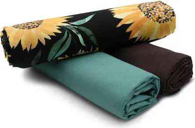 Image de Lot « Tournesols » 92 : 1 m de tissu imprimé + 2 m de tissu uni (0,5 m chacun) – Kit de couture pour projet DIY