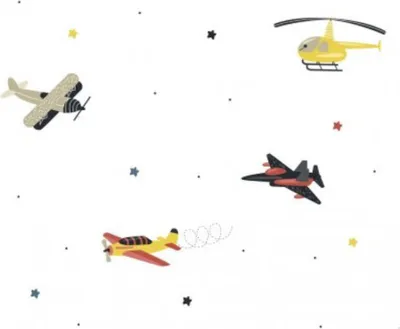 Produktbild von Bunte Tapete FLUGZEUGE für die Wand im Kinderzimmer Weiß