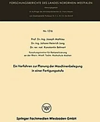 Obrázok produktu pre Ein Verfahren zur Planung der Maschinenbelegung in einer Fertigungsstufe