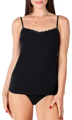 Image de Maillot de corps en coton avec dentelle pour femme Bellivalini BLV50-221 (noir, taille S)