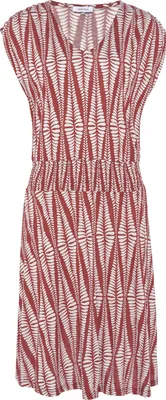 Produktbild von LASCANA Jerseykleid mit breitem Smokbund und Alloverprint terracotta-creme bedruckt Größe 42