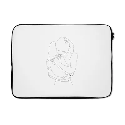 Produktbild von MuchoWow® Laptop Hülle 14 ZollLinienkunst - Beziehung - Umarmung Laptoptasche - Laptoptasche - Stoßsicher - Schutzhaube