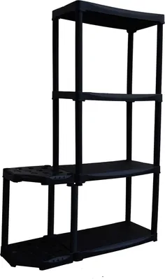 Produktbild von Reversible Eckregal mit Polypropylen Rack, Regal für Innen oder Außenbereich, 100%  Italy, 90x30H133 cm, Anthrazitfarbe