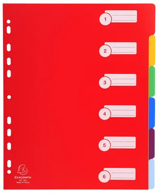 Produktbild von Exacompta Register PP stabil opak 6 Taben blanko A4 Maxi