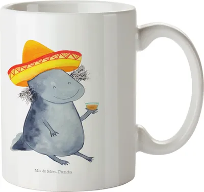 Produktbild von Mr. & Mrs. Panda Plastikbecher Axolotl Tequila - Weiß - Geschenk, Pott, Trinklernbecher, Urlaub, Party, Mexiko, Mehrwegbecher, Kindertasse, trinken, Lurch, Reisebecher