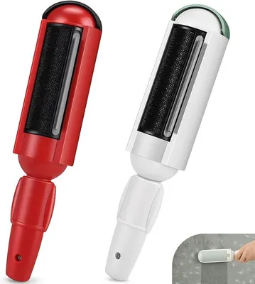 Produktbild von PolkaHome® Lint Roller für Tierhaare – Wiederverwendbare Fusselrolle, Katzenhaar Entferner, Möbel & Kleidung, 2 Stück, Rot &
