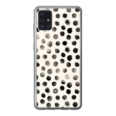 Produktbild von MuchoWow® Handyhülle Schutzhülle Hülle für Samsung Galaxy A52 5G Polka dots - Schwarz - Weiß Silikon Softcase Handy Hülle - Umschlag