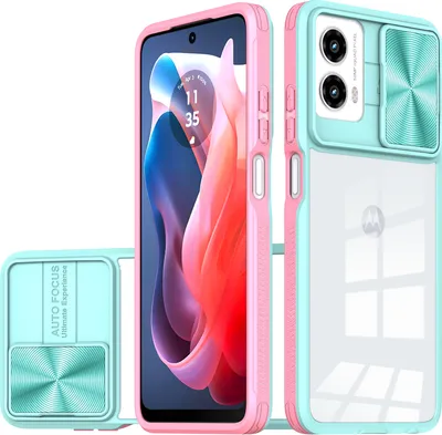 Produktbild von Hülle für Motorola Moto G (2024) Transparent TPU Bumper Schutzhülle mit Schiebe Kamera Schutz Hellblau
