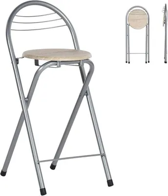 Produktbild von Famanu Set von 2 Faltbaren Barhockern mit Rückenlehne - Ideal für Küche, Bistro und Camping