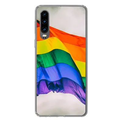 Produktbild von MuchoWow® Handyhülle Schutzhülle Hülle für Huawei P30 Foto einer Regenbogenflagge Silikon Softcase Handy Hülle - Kartenbesitzer