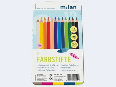 Produktbild von Milan 12 Farbstift Dreikant im Metalletui