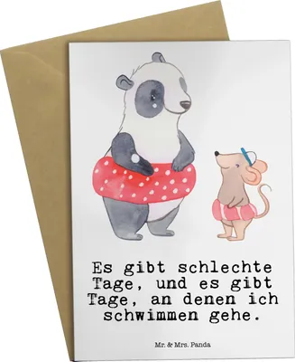 Produktbild von Mr. & Mrs. Panda Beileidskarte Otter Schwimmen - Weiß - Geschenk, weihnachtskarten, Grußkarten, einladungskarten, babykarte, Wassersport, Schwimmkurs, osterkarten
