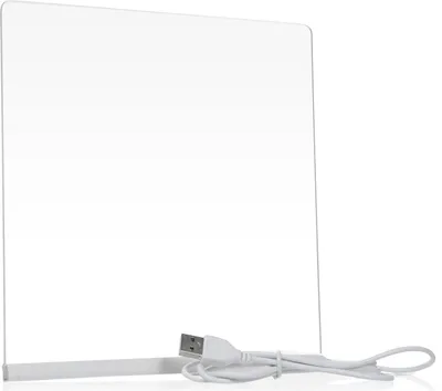Produktbild von Acryl Dry Erase Board mit Licht 20x20cm Schreibtafel für Desktop-Notiz Memo Whiteboard Notepad Wiederverwendbare LED Letter Massage Boards für persönliche kreative Nutzung mit 7 Farben Stift für Büro Schule Haus Restaurant Coffee Shop