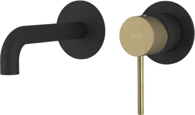 Immagine prodotto di Miscelatore per lavabo a 2 fori ULTRASAN, bocca 15 cm, nero opaco/oro opaco