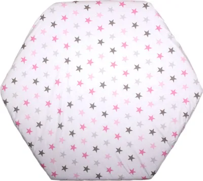 Produktbild von PRIMAWELA Spannbettlaken für Baby Kinder 6-eck Laufgitter Laufstall Matratze 105x120cm 13. Star Rosa