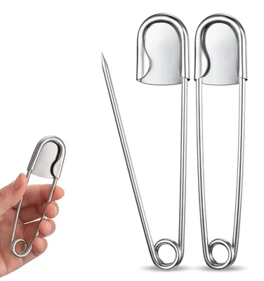 Sicherheitsnadeln 3er-Set, 12,7 cm, rostfreier Stahl, silber, extra groß
