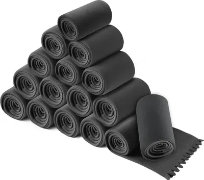 Produktbild von wometo 16er Set WAVE Fleecedecken 120x160 cm – OEKO-TEX ca. 300g weiche Fleece Decke mit Wellenrand Anti-Pilling dunkelgrau