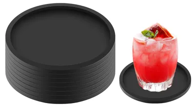 Immagine prodotto di 8 bicchieri sottobicchieri, con base in silicone rotonda