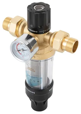 Zdjęcie produktu dla Filtr do kranu – wstępny filtr osadowy – filtracja 40 µm – przyłącze do rury o średnicy 1,9 cm – wykonany z mosiądzu i stali nierdzewnej 316 – zakres temperatur pracy: -30–100°C – montaż na rurze – kolor: czarny
