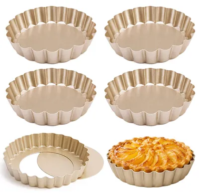 6 Tartelette-Förmchen mit Hebeboden, 8 cm, Kohlenstoffstahl