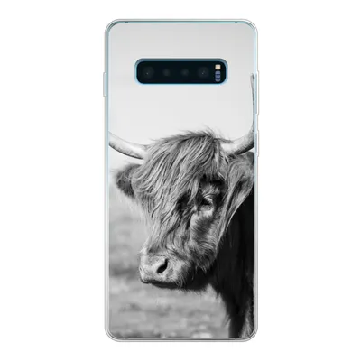 Produktbild von MuchoWow® Handyhülle Schutzhülle Hülle für Samsung Galaxy S10 Plus Schottischer Highlander - Tiere - Schwarz - Weiß Silikon Softcase Handy Hülle - Schutzhülle