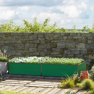 Image de GFP Aluminium Carré potager surélevé HALFSIZE - Bac de jardin stable et peu encombrant en vert - 235 x 119 x 39 cm