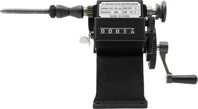 Image de Machine à enroulement manuel de bobines - Enrouleuse de bobines - Double entraînement 1:8/1:1 - Cadre en fonte, engrenages en acier - Fil de 0,02 à 2,6 mm - Compteur de 0 à 99999 - Noir