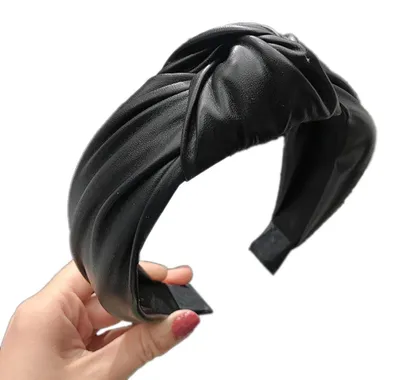 Immagine prodotto di Solidchoice - Fascia per capelli in ecopelle, con nodo, accessorio per capelli da donna