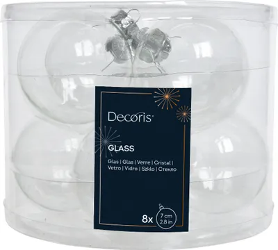 Produktbild von Weihnachtskugeln Glas 7cm x 8 Stück - Klar transparent