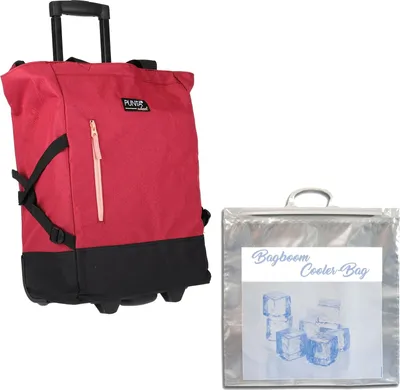 Produktbild von Einkaufstrolley Punta Wheel Trolley Einkaufsroller Einkaufswagen Shoppingtrolley Shopper Einkaufskorb mit Rollen und Gurten Trolly leicht 10183 0300 TT Rot + Bagboom Thermo TK Tasche