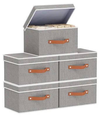 Produktbild von Elzusha – Set aus 5 Aufbewahrungsboxen mit Deckel, faltbar, Organizer für Kleidung und Bücher