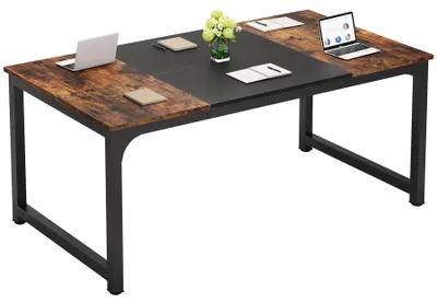 Produktbild von Großer Computertisch Schreibtisch - Rechteckiger Bürotisch fürs Homeoffice - Holz-Arbeitstisch - ca. 178x79x74 cm - Laptop Arbeitsplatz - Vintage Schwarz