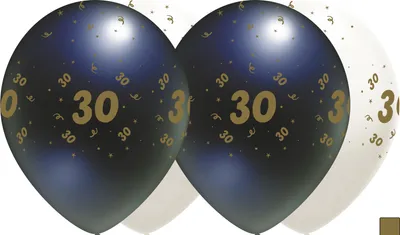 Produktbild von Weiße Geburtstagsballons, "30", 30cm, 10 Stück.
