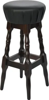 Produktbild von Casa Padrino Jugendstil Barhocker Schwarz / Dunkelbraun H. 80 cm - Runder Kunstleder Barstuhl