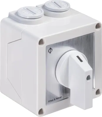 Produktbild von Kraus & Naimer Umschalter m.0,3polig,60°,AP-Geh.IP42 Ith=25A, P=7,5 kW(AC3,400V AC),2 x 4 mm², 1 Stk.