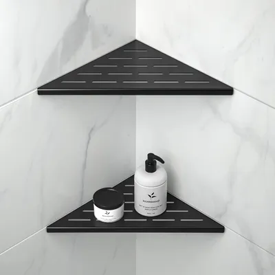 Produktbild von Duschecke 254 mm, 2 Stück, mattschwarz, Edelstahl 304, für Badezimmer