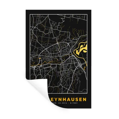 Produktbild von MuchoWow® Wandtattoo Wandsticker Wandaufkleber Karte - Bad Oeynhausen - Gold - Stadtplan - Deutschland 40x60 cm Selbstklebend und Repositionierbar - Wierderverwendbar - Selbstklebend