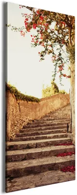 Produktbild von Wallario Premium Leinwandbild Steinerne Treppe in Italien in Größe 80 x 200 cm