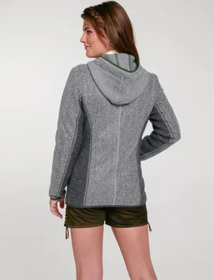Produktbild von WILHELMINA Damen Strickjacke Wolljanker Janker Trachten jacke, Farbe:Grün, Größe:36/S
