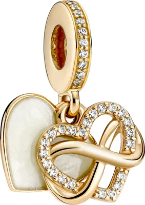 Produktbild von Pandora Gold 759516C01 Charm Dangle Sparkling Infinity Heart 14Karat Gold, Clear Cubic Zirkonia, Shimmering Enamel
