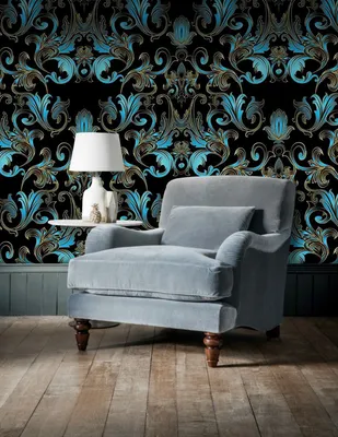 Produktbild von Coloray Fototapete 290x290 cm An Einer Wand Latex Latextapete - Barocker Damast Floralgoldenphoto.