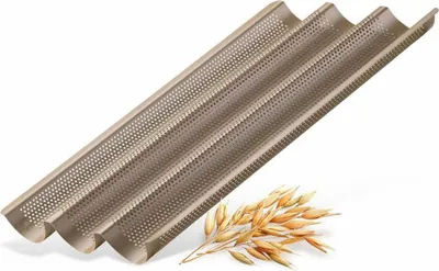 Produktbild von Zenker 3er Baguetteblech Dein Brot!, Stahlblech mit ILAG-Beschichtung, Gold, 35 x 25 cm, 7314